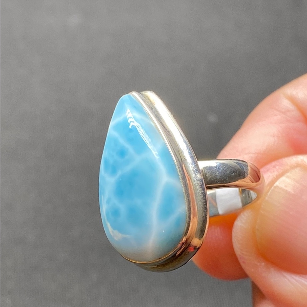 Larimar Ring Size 6 in Solid Sterling Silver 925 - Picture 6 of 9